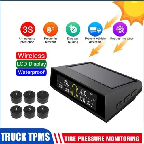 2019 Tire Pressure Alarm Car Auto Solar Energy TPMS 4PCS Sensor Windshield USB Tyre Explosion Proof Tire Pressure Monitoring