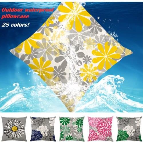 2021 Outdoor Waterproof Pillowcase Polyester Linen Abstract Floral Print Cushion Cover Swimming Pool Garden Chairs Throw Pillows