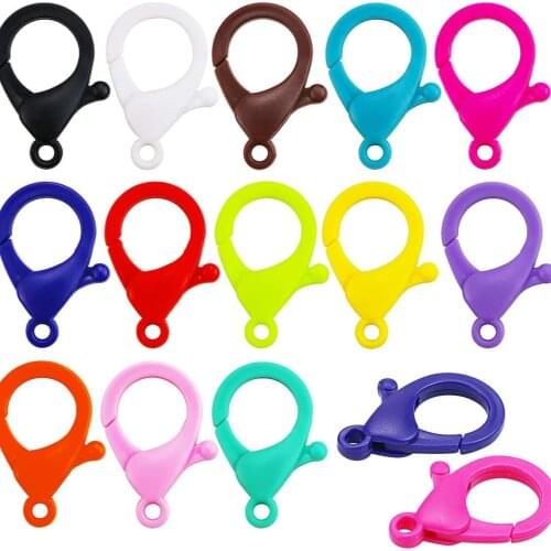 30pcs Colorful Plastic Lobster Clasps Key Chain Key Ring Lamp Shape Buckle Snap Hook For DIY Jewelry Making Findings Wholesale