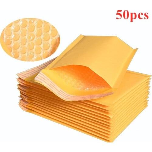 50PCS Kraft Paper Bubble Envelopes Bags Padded Mailers Shipping Envelope with Bubble Packaging Bags Courier Storage Bags