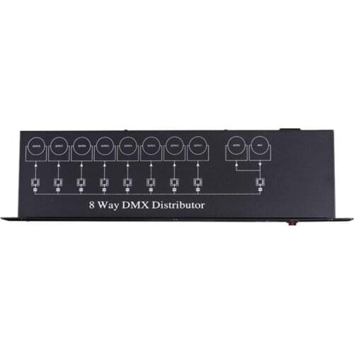 8CH DMX Splitter DMX512 Light Stage Lights Signal Amplifier Splitter 8 Way DMX Distributor EU Plug