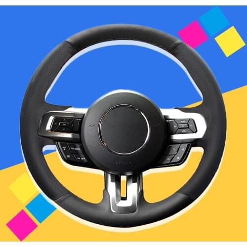 Auto Braid On The Steering Wheel Cover for Ford Mustang 2015-2019 Mustang GT 2015 2017 2018 2019 Car Covers Interior Accessories