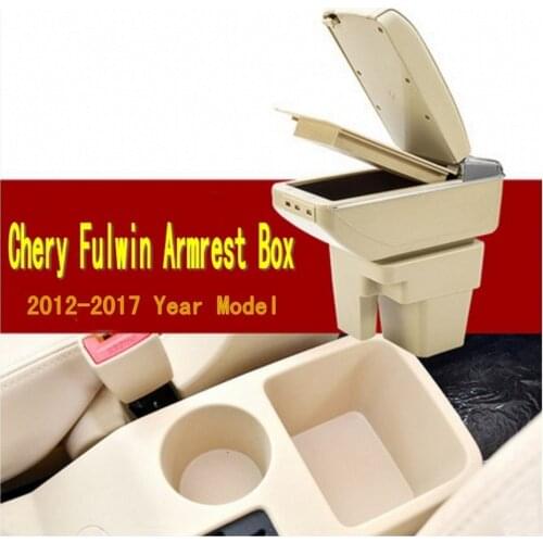 For Chery Fulwin 2 armrest box central Store content box with cup holder ashtray USB Fulwin2 armrests box Beige gray
