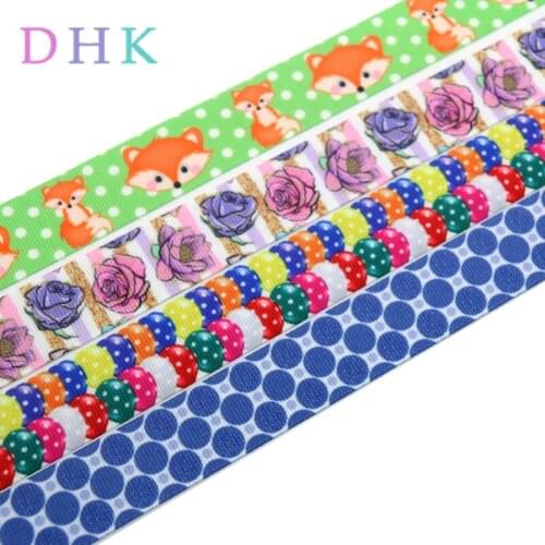 DHK 50yards fox balloon flowers printed grosgrain Ribbon Accessory hairbow headwear decoration Wholesale OEM DIY S907