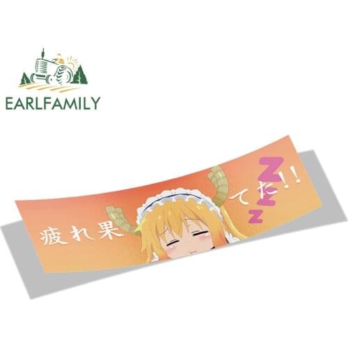 EARLFAMILY 13cm x 6.4cm 3D Car Sticker for Tohru Kobayashi-san Chi No Maid Dragon Slap Stickers Vinyl JDM Rear Windshield Decal