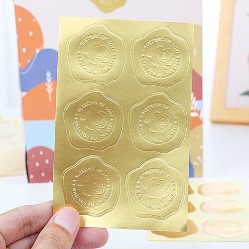 3.5cm Embossed Sticker Seal Label Gift Wrapping Sticker Wedding Birthday Party Decoration Sticker Fire Lacquer Seal Seal Sticker