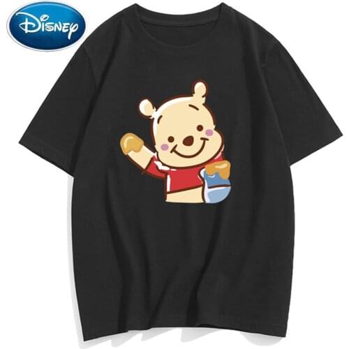 Disney T-Shirt Sweet Winnie the Pooh Bear Cartoon Print Short Sleeve Couples Unisex Women T-Shirt O-Neck Pullover Tops 9 Colors