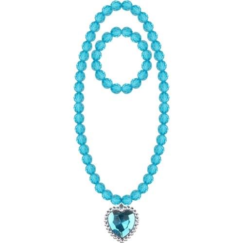 Cartoon Heart Crystal Colorful Sweater Necklace Bracelet Girls Present Childrens Day Gift Jewelry 2021 Collares Para Mujer