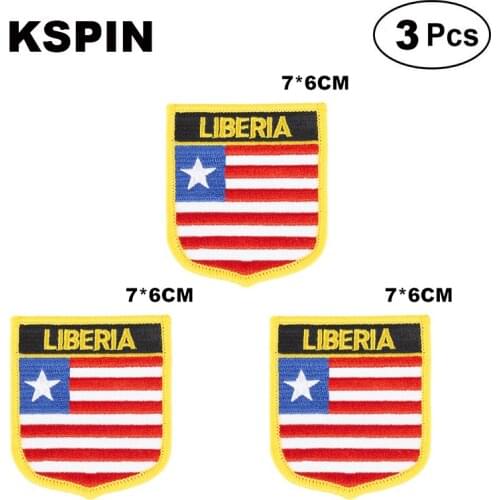 Liberia Shiled Shape flag patches national flag patches for Cothing DIY Decoration