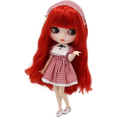 ICY DBS Blyth doll 1/6 bjd with white skin long red hair and new matte face joint body BL0115