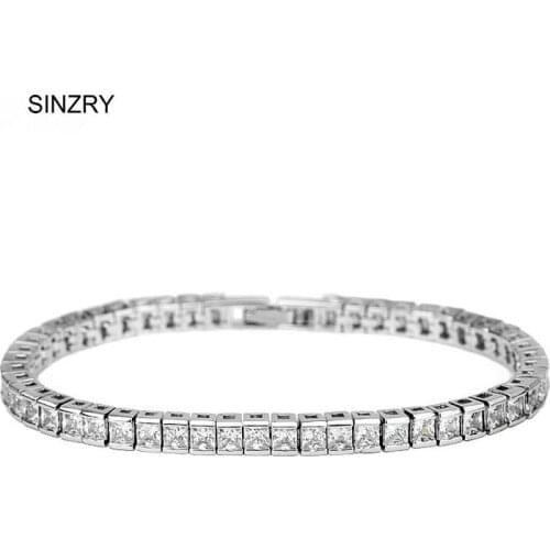 Hotsale CZ Korean Jewelry AAA Cubic zircon Micro setting clear white square geometry charm bracelets fashion women jewelry gift