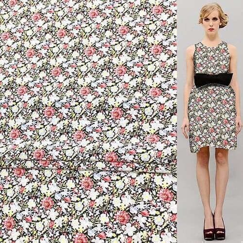 Small calico print pure silk Crepe DE chine fabric 140cm width flower,SCDC876