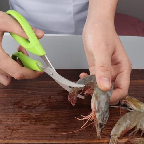 Dropship Stainless Steel Shrimp Shell Cut Multi-function Crayfish Shelling Scissors Kitchen Household Shelling Food Scissors