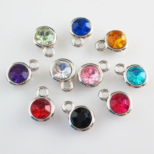 Fashion 20Pcs Dull Silver Plated Mixed Acrylic UV Round Charms Pendants 11x15mm