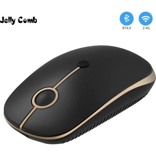 Jelly Comb Dual Modes 4.0 Bluetooth & 2.4GHz USB Nano Receiver Wireless Mouse for PC Laptop 2400 DPI Gaming Mouse Silent Mice