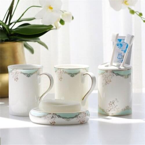 Bathroom Accessories Set Ceramic Soap Dispenser Toothbrush Holder Gargle Cup Wedding Gifts Bathroom Product Free Shipping