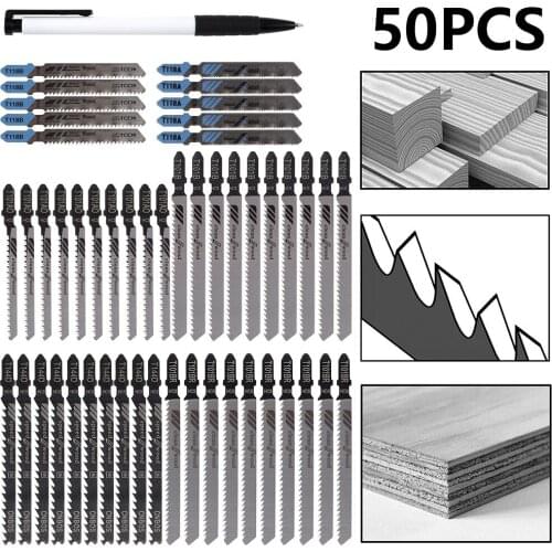 50 pcs Jig saw Blades set Wood metal Cutter Saw Blade T118A/T118B /T101AO /T101B /T101BR /T101D Cutting Tools Jigsaw Saw Blades