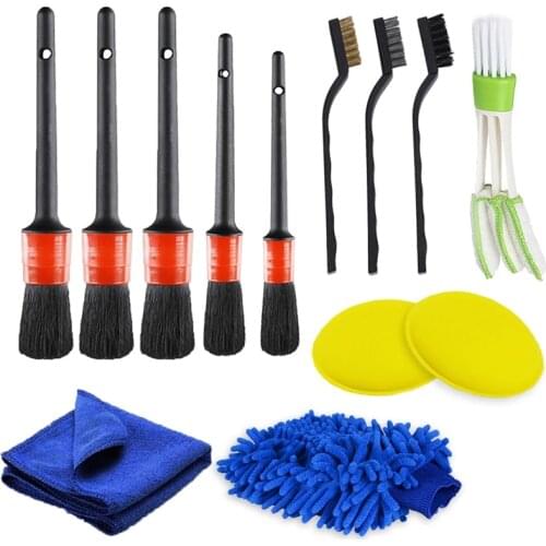 UNTIOR Car Interior Detailing Brush Set Drill brush Dirt Dust Clean For Car Motorcycle Interior Exterior Leather Air Vents Clean
