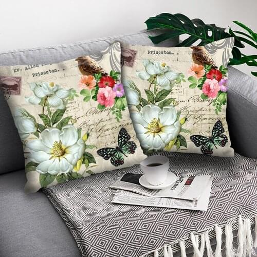 Chinese Rose Cushion Cover Double-sided printing cushion covers Car Sofa Home Decor Pillow Case Home Decoration Pillowcase Funda