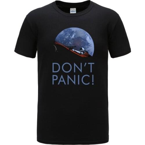 2021 Novelty Occupy Earth SpaceX Starman T Shirt Man Cotton Elon Musk Space X T-Shirt Camiseta Mens Tshirt Don't Panic