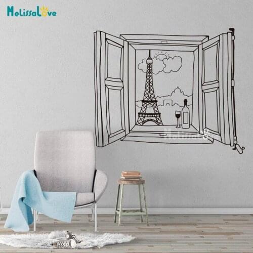 Window to Paris Eiffel Tower Girls Room Bedroom Home Decal House Gift Removable Vinyl Wall Art Sticker Mural Decor BD458