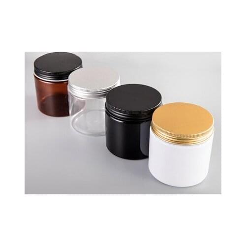 20pcs/lot 200G 200ml Plastic Jar Cosmetic Cream Jar Plastic Pot Aluminum Lid Plastic Cap PET Container Empty Food Packing Cans