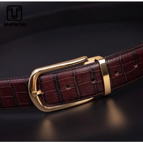 Top Genuine Cowhide Leather Men Belts Pin Buckle Fashion Business Suit Belt Men Luxury waist Belt Strap Crocodile Texture Design