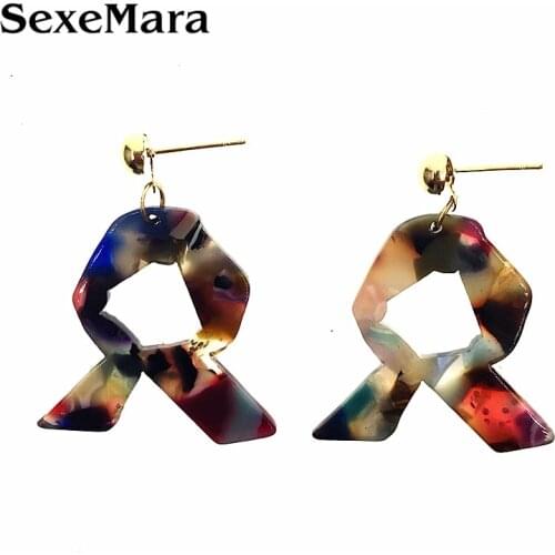 SexeMara New Design Geometric Acrylic Stud Earrings For Women Irregular Acetic Acid Material Earrings Wholesale SX008