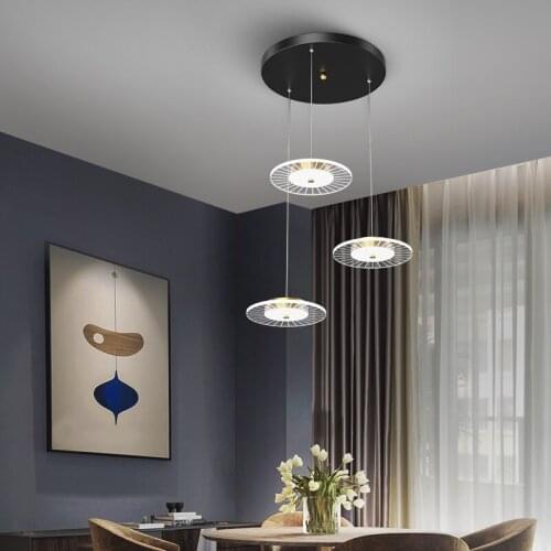 FKL Modern Round Acrylic Chandelier 3 LED Bedroom Bedside Long line Chandelier Dining room Living room Chandelier