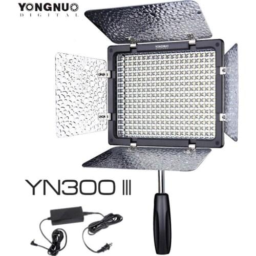 YONGNUO YN300 III YN-300III 3200K-5500K LED Camera Video Light For Canon Nikon Pentax Olympus Panasonic Camera + AC adapter