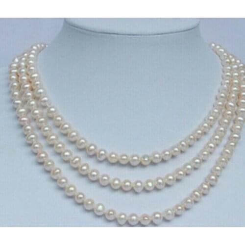 Triple strands8-9mm south sea round white pearl necklace 18"19"20"14K Button