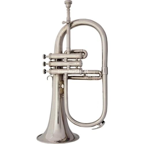 Unique Flugelhorn Bell Bb Flat Silver Plated Professional musical instruments With Case Mounthpiece free shipping