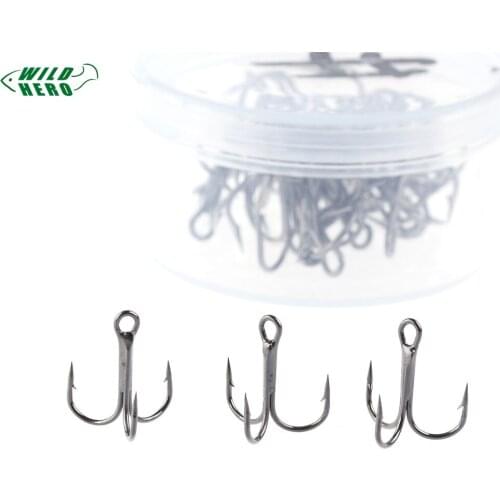 Wildhero 20PCS/Set Durable Fishing Hook Lure Set Treble Jig Hook Barbed Hooks Fishhook Tackle High Carbon Steel Sharpened
