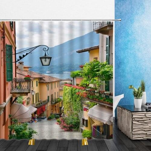 Rustic Shower Curtains Doors of An Old Rock House ith French Frame 3D Bathroom Home Decor Waterproof Polyester Cloth Curtain