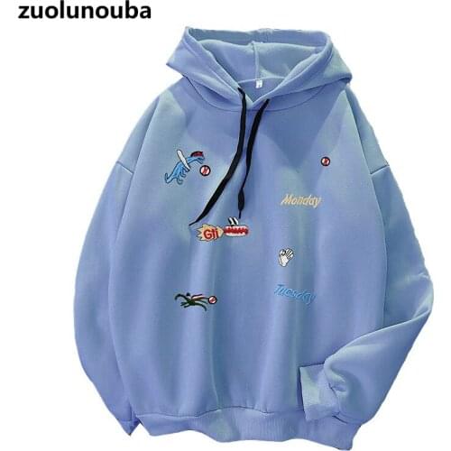 Plus Velvet Thickening 2020 New Long-sleeved Women Hooded Korean Version Loose Cartoon Printing Casual Harajuku Girl Sweatshirt