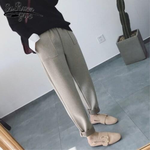2019 Autumn and Winter Women Korean Style Ankle-length Joker High Waist Pants Loose Harem Pants Casual Female Trousers 6993 50