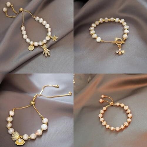 One Piece Light Luxury Pearls Little Bear Bracelet For Women Korean Version Simple Personality Design Bracelet Party Gift