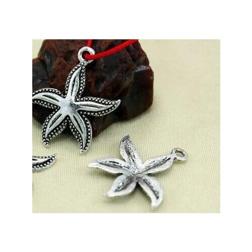 10pcs/lot Tibetan Silver starfish Pendants Handmade Decorative Metal DIY Jewelry Alloy accessories gh5d