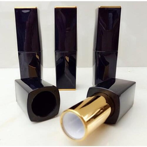 100 pcs 4g square lipstick tube Matte black plastic lipstick tube Inner cup size 12.1mm