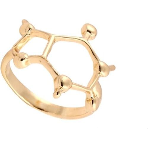 2016 Fashion Ring Simple Caffeine Molecule Ring Chemistry Jewelry Science Women Engagement Rings for Women Party Gifts JZ157