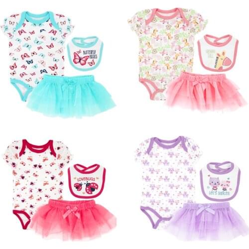 Baby Clothing Set 0-12 Month Cartoon Print Newborn Baby Girl Clothes 3PCS Baby Pajamas Unisex Kids Clothing Sets Body Jumpsuits