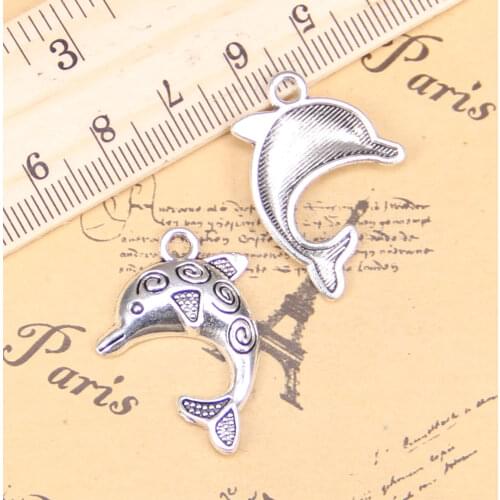 12pcs Charms dolphin 24x30mm Antique Pendants,Vintage Tibetan Silver Jewelry,DIY for bracelet necklace