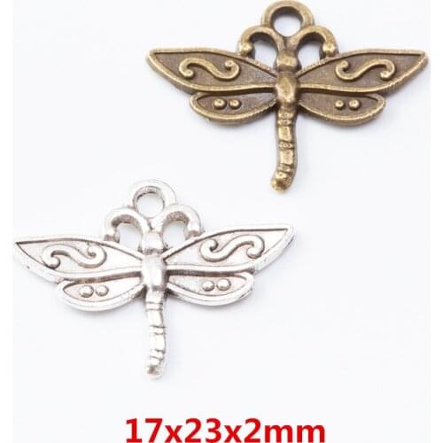 70 pieces of retro metal zinc alloy dragonfly pendant for DIY handmade jewelry necklace making 7347