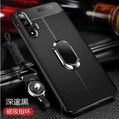 For Huawei Honor 20 Pro Case Luxury Leather texture With Stand Ring Magnet Protective back cover case for huawei honor 20 20pro