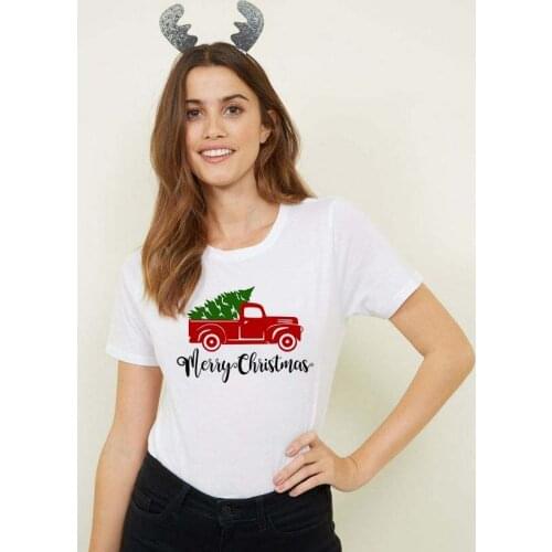Merry Christmas Tree Colored T-Shirt Truck Cat Harajuku Christmas holiday Tee Casual Happy Christmas Gift Vintage Tops Outfits