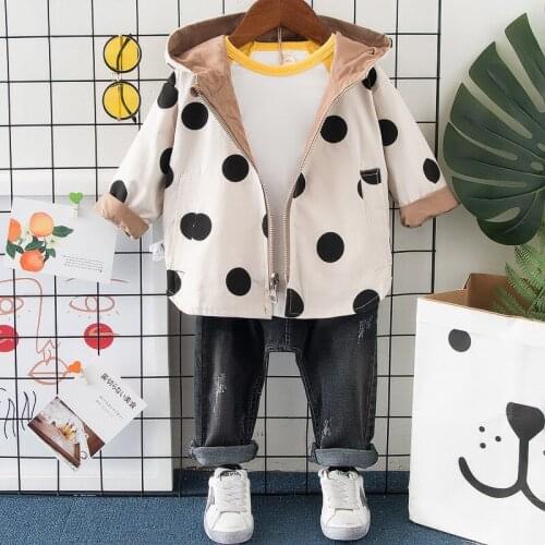 Polka Dot 2 Sides Wear Toddler Kids Jacket Outerwear Clothes Baby Girls Jacket and Coat Spring Hooded Boys Windbreaker Jacket