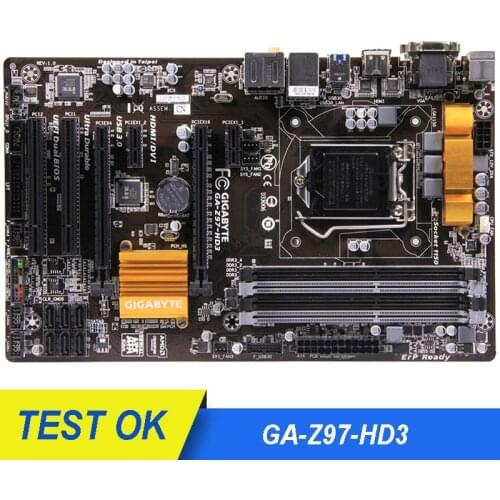 For Gigabyte GA-Z97-HD3 Used Desktop Motherboard Z97-HD3 For Intel Z97 LGA 1150 USB3.0 i3 i5 i7 DDR3 32G SATA3 ATX Mainboard