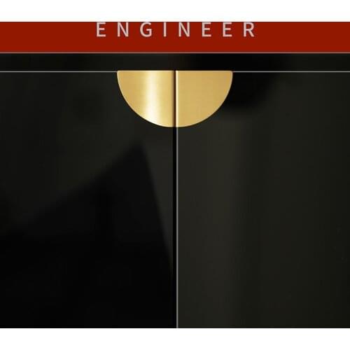 Cupboard door handle gold light luxury pure copper Nordic modern wardrobe drawer new Chinese invisible round sector Brass Handle