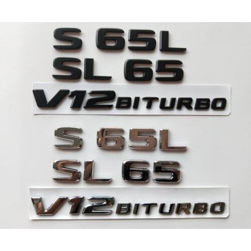 Chrome Black Letters Emblems Badges Sticker For Mercedes Benz W222 V222 X222 C217 A217 R213 S65 S65L SL65 AMG V12 BITURBO Emblem