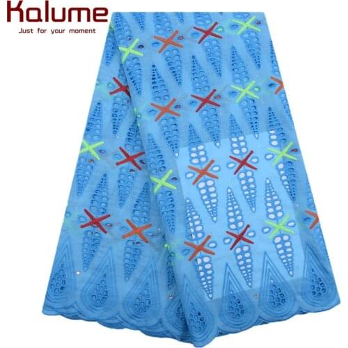 Kalume Swiss Voile Lace In Switzerland High Quality Sky Blue African Laces Fabric For Wedding French Tulle Lace 5 Yards 1839